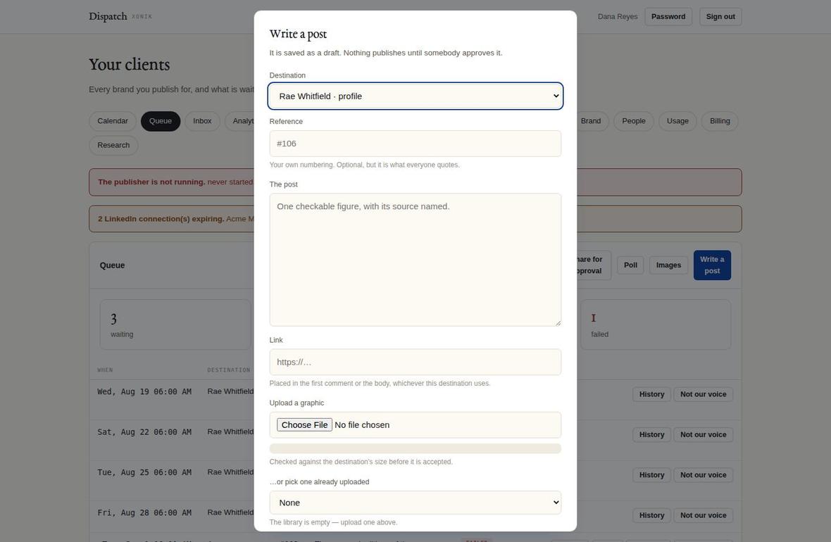 composer screen of the application
